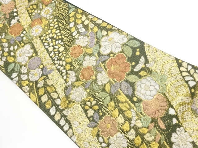 JAPANESE FUKURO OBI / WOVEN FLOWERS